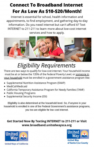 Get Connected to a Low Cost Internet Program United Way of Santa